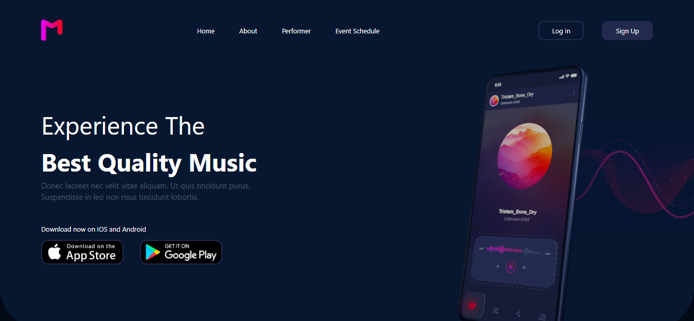 Music App Landing Page With Proper Animation